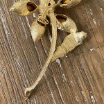 Pink Floral Brooch Crystal Rhinestone & Enamel Gold Plated 2.75"