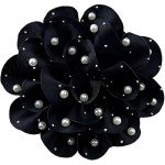 Large Flower Brooch for Women Dainty Satin Fabric Large Rose Flower Brooches Pearl Floral Brooches Lapel Pins for Bride Wedding Party Dance Accessories for Clothing