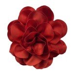 Dainty Satin Fabric Rose Flower Brooches Lapel Pins Delicate Elegant Silk Camellia Flower Oversized Brooch Pin for Women (Red)