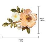 Elegant Flower Brooch for Women - Crystals Shell Pearl Floral Brooch with Gold Tone Hand Polished - Great for Wife,Sisters,Friends,Daily Wear or Dating