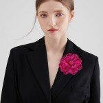 Dainty Fabric Rose Flower Large Brooch Lapel Pins Delicate Elegant Handmade Flower Brooches Pin Classic for Wedding Party Dance Banquet for Women Dress Suit Ceremony Clothes Accessories Jewelry