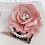 Kokoma Elegant Peony Flower Brooch Pin for Women Lady Fabric Flower Pearl Brooch Lapel Pins for Wedding Bohemia Dress Suit Ceremony Clothes Accessories Jewelry (Pink)