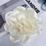 Dainty Satin Fabric Rose Flower Extra Large Big Brooches Lapel Pins Delicate Elegant Silk Camellia Flower Oversized Brooch Pin for Women Wedding Party Dance Banquet Dress Suit Ceremony Clothes Accessories Jewelry Gifts 7.5in (Beige)