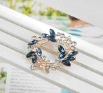 Gyn&Joy Clear Crystal Rhinestone Floral Wreath Pin Brooch BZ005 (Blue)