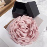 Dainty Silk Satin Rose Flower Extra Large Big Brooches Lapel Pins Delicate Elegant Fabric Flowers Oversized Brooch Pin for Women Wedding Party Banquet Dress Suit Clothes Accessories Jewelry Gifts 160mm (Pink)