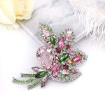 YOQUCOL Big Large Brooch Pin Austrian Crystal Leaf Shape Bouquet Rhinestone Scarf Decoration Wreath Cloth Brooches Pins For Women