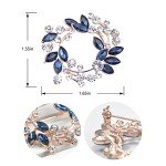 Gyn&Joy Clear Crystal Rhinestone Floral Wreath Pin Brooch BZ005 (Blue)