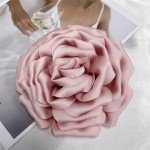 Dainty Silk Satin Rose Flower Extra Large Big Brooches Lapel Pins Delicate Elegant Fabric Flowers Oversized Brooch Pin for Women Wedding Party Banquet Dress Suit Clothes Accessories Jewelry Gifts 160mm (Pink)