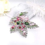 YOQUCOL Big Large Brooch Pin Austrian Crystal Leaf Shape Bouquet Rhinestone Scarf Decoration Wreath Cloth Brooches Pins For Women