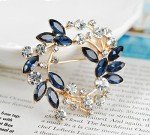 Gyn&Joy Clear Crystal Rhinestone Floral Wreath Pin Brooch BZ005 (Blue)