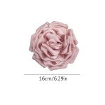 Dainty Silk Satin Rose Flower Extra Large Big Brooches Lapel Pins Delicate Elegant Fabric Flowers Oversized Brooch Pin for Women Wedding Party Banquet Dress Suit Clothes Accessories Jewelry Gifts 160mm (Pink)
