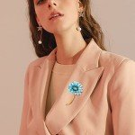 Anmpab Enamel Brooches for Women with Stamen Floral Brooch Pins for Crafts Brooch Bouquets for Wedding Jewelry Gifts for Woman Nurse and Graduate Students (Blue)