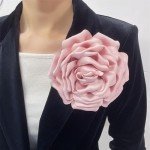 Dainty Silk Satin Rose Flower Extra Large Big Brooches Lapel Pins Delicate Elegant Fabric Flowers Oversized Brooch Pin for Women Wedding Party Banquet Dress Suit Clothes Accessories Jewelry Gifts 160mm (Pink)