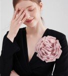 Dainty Silk Satin Rose Flower Extra Large Big Brooches Lapel Pins Delicate Elegant Fabric Flowers Oversized Brooch Pin for Women Wedding Party Banquet Dress Suit Clothes Accessories Jewelry Gifts 160mm (Pink)