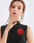 Dainty Peony Flower Brooches Pins Delicate Chiffon Rose Flower Brooch Classic for Wedding Party Dance Banquet for Women Ladies Elegant Lapel Pins Dress Suit Ceremony Clothes Accessories Jewelry Valentine's Day Christmas Gifts 95mm (Red)