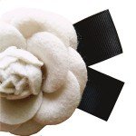 Elegant Wool Camellia Flower Brooch Vintage Bow Floral Pin Women Wedding Party Gift-Beige
