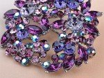 Alilang Violet Lavender Purple Crystal Rhinestone Floral Wreath Brooch Pin