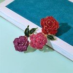 Fashion rose brooch Rhinestone alloy botanical corsage Korean popular clothing accessories silk scarf buckle accessories