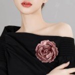 Merdia Rose Flower Brooches and Pins for Women Elegant Flower Pins | Flower Hair Clips for Women | Flower Brooches for Women Dress | Hair Accessories for Women | Rose Brooch Pin Hat Pins | Dusty pink