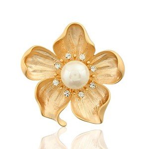Yellow Flower White Pearl Brooch,Gold Autumn Flower Pins,Vintage Fall Flower Gift, Mother's Day Gift for Women,Wedding Bridal Bouquet Party Daily Accessory (gold)