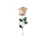 Seakuur Floral Elegant Red Rose Shape Brooch Pin for Women Mothers Day Accessory (Gold)