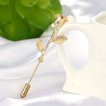 Fashion Men Rose Floral Lapel Stick Brooch Pin Suit Tuxedo Corsage Accessory (Gold)