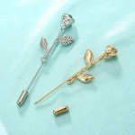 Fashion Men Rose Floral Lapel Stick Brooch Pin Suit Tuxedo Corsage Accessory (Gold)