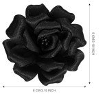 Merdia Camellia Flower Brooches and Pins for Women | Hat Pins for Women | Flower Pins for Women | Floral Brooch Pins for Women Fashion| Black