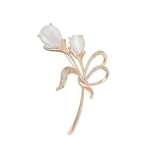 UNVAK Gold Flower Brooch Pins for Women Rhinestone Flower Brooch Floral Lapel Pin Jewelry Gift for Mom Girlfriends