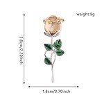 Seakuur Floral Elegant Red Rose Shape Brooch Pin for Women Mothers Day Accessory (Gold)
