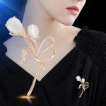 UNVAK Gold Flower Brooch Pins for Women Rhinestone Flower Brooch Floral Lapel Pin Jewelry Gift for Mom Girlfriends