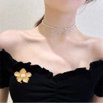 Yellow Flower White Pearl Brooch,Gold Autumn Flower Pins,Vintage Fall Flower Gift, Mother's Day Gift for Women,Wedding Bridal Bouquet Party Daily Accessory (gold)