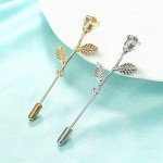 Fashion Men Rose Floral Lapel Stick Brooch Pin Suit Tuxedo Corsage Accessory (Gold)
