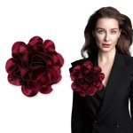 7.5in Extra Large Rose Brooch Exquisite Shiny Satin Camellia Brooch Oversized Flower Brooch Lapel Pin,Suitable For Women Dance Banquet Wedding Hair Clothing Accessories (Wine Red)