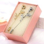 Fashion Men Rose Floral Lapel Stick Brooch Pin Suit Tuxedo Corsage Accessory (Gold)