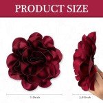 7.5in Extra Large Rose Brooch Exquisite Shiny Satin Camellia Brooch Oversized Flower Brooch Lapel Pin,Suitable For Women Dance Banquet Wedding Hair Clothing Accessories (Wine Red)