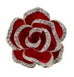 songbowen Crystal Rhinestone Red Flower Brooch Women's Camellia Pin Rhinestone Floral Brooch Ladies' Fashion Clothing Brooch Jewelry Accessory