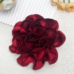 7.5in Extra Large Rose Brooch Exquisite Shiny Satin Camellia Brooch Oversized Flower Brooch Lapel Pin,Suitable For Women Dance Banquet Wedding Hair Clothing Accessories (Wine Red)