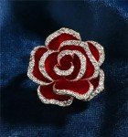 songbowen Crystal Rhinestone Red Flower Brooch Women's Camellia Pin Rhinestone Floral Brooch Ladies' Fashion Clothing Brooch Jewelry Accessory