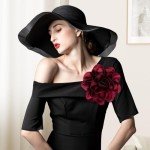 7.5in Extra Large Rose Brooch Exquisite Shiny Satin Camellia Brooch Oversized Flower Brooch Lapel Pin,Suitable For Women Dance Banquet Wedding Hair Clothing Accessories (Wine Red)