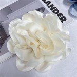 Flower Brooch, Dainty Satin Fabric Rose Flower Extra Big Lapel Pins Elegant Silk Camellia Brooches For Women Wedding Party Banquet Ceremony Dress Suit Accessories Jewelry Gifts (white)