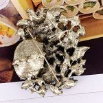 SELOVO Brown Rhinestone Glitter Flower Pendant Brooch Pin Jewelry Accessory Gold Tone