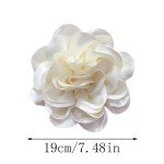 Flower Brooch, Dainty Satin Fabric Rose Flower Extra Big Lapel Pins Elegant Silk Camellia Brooches For Women Wedding Party Banquet Ceremony Dress Suit Accessories Jewelry Gifts (white)