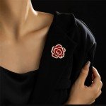 songbowen Crystal Rhinestone Red Flower Brooch Women's Camellia Pin Rhinestone Floral Brooch Ladies' Fashion Clothing Brooch Jewelry Accessory