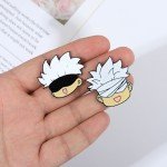 Gojo Satoru and Cat Enamel Pins Custom Anime Brooches Lapel Badges Cartoon Funny Cos Animal Jewelry Gift for Kids Friends
