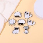 Gojo Satoru and Cat Enamel Pins Custom Anime Brooches Lapel Badges Cartoon Funny Cos Animal Jewelry Gift for Kids Friends