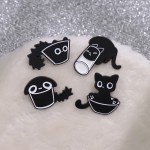 Cute Cat Enamel Pins Custom Black Kitten Terrarium Brooches Lapel Badges Cartoon Animal Jewelry Gift for Kids Friends