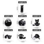 7Pcs/Cute Cat Enamel Pins Custom Black Kitten Terrarium Brooches Lapel Badges Cartoon Animal Jewelry Gift for Kids Friends