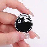 7Pcs/Cute Cat Enamel Pins Custom Black Kitten Terrarium Brooches Lapel Badges Cartoon Animal Jewelry Gift for Kids Friends
