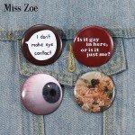 30Styles Fun Book Eye Tinplate Pin Creative Round Animal Letter Button Brooch Lapel Badges Cartoon Jewelry Gift for Kids Friends